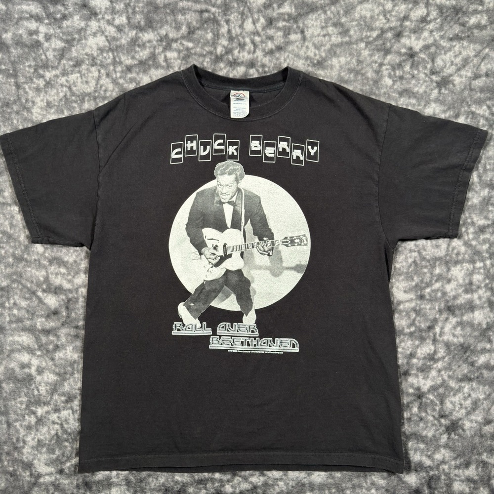 Vintage Chuck Berry Roll Over Beethoven TShirt Mens Large Rock N Roll 2005 Black